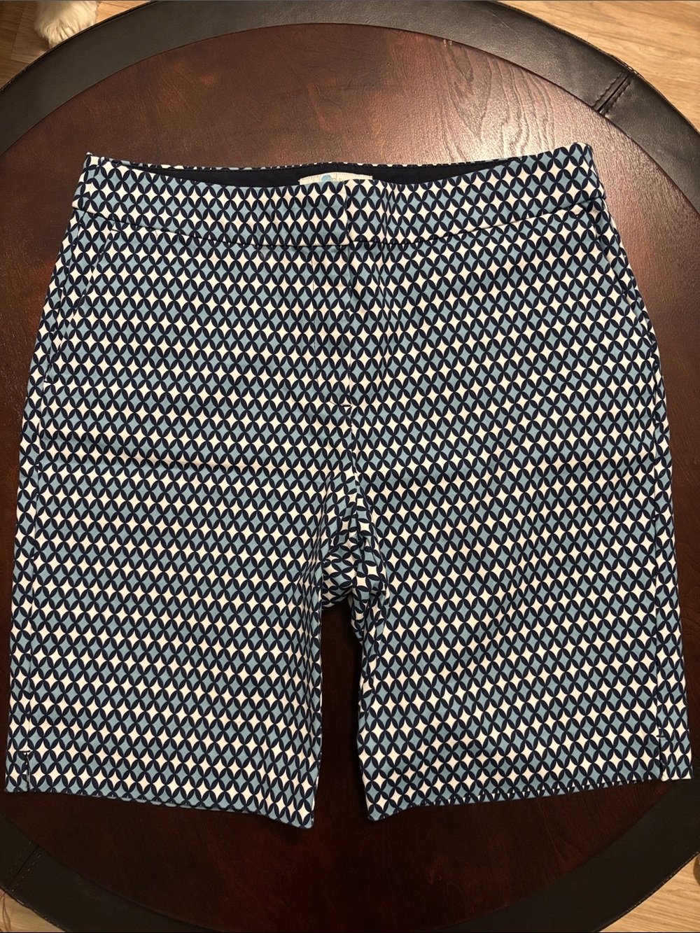 Boden Navy and White Geometric Bermuda Shorts